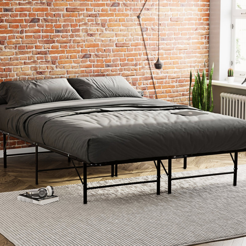 Base de matelas en métal pour lit très grand, noir, robuste et stable, améliore la performance, sous le rangement, cadre de très grande taille à assemblage rapide, durabilité de la construction, optimise le soutien,