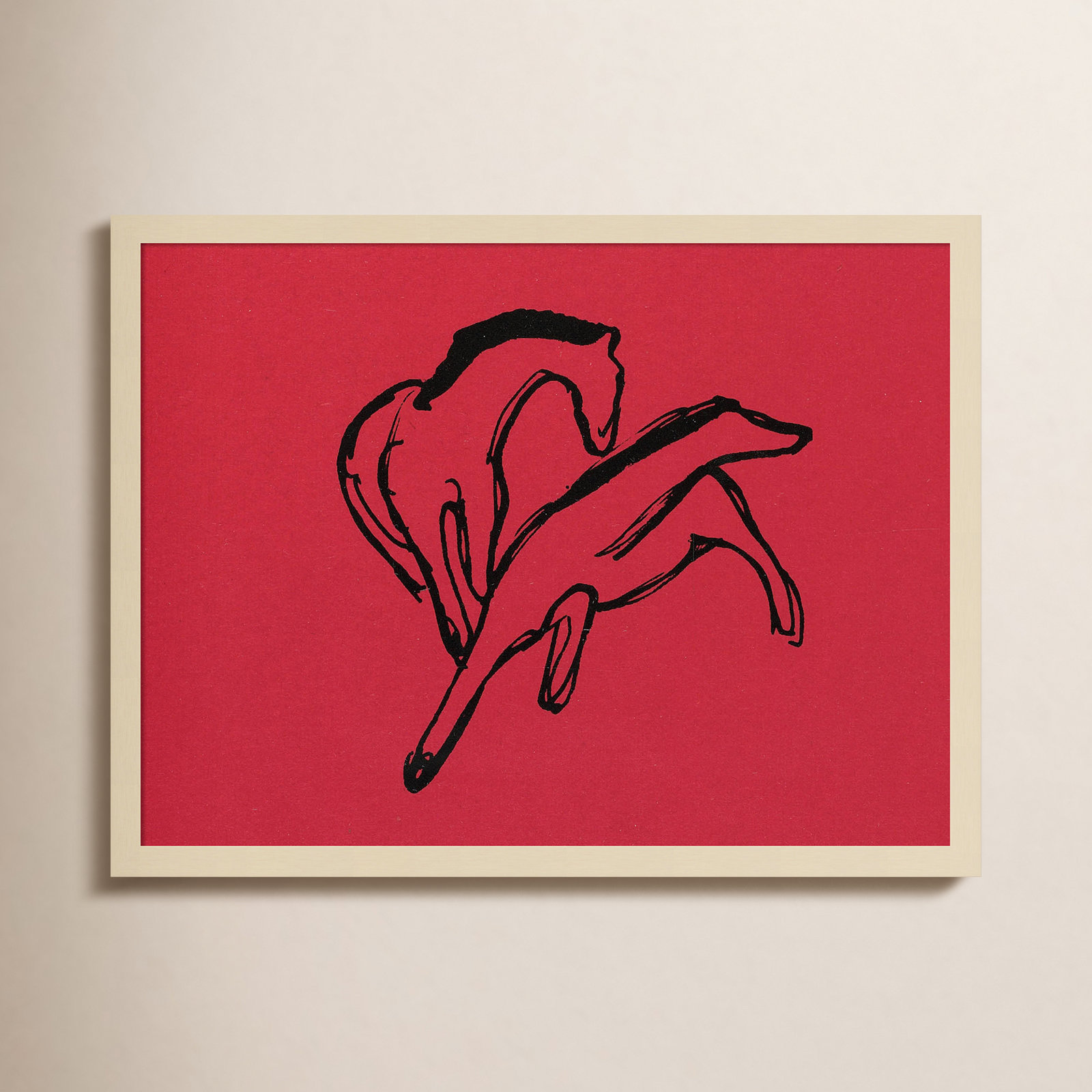 Two Horses Print by Franz Marc, Brown, 19" H x 25" W