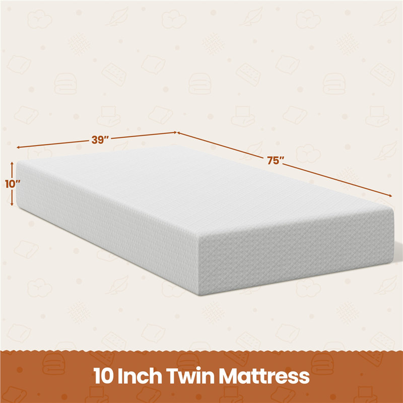 10 Inch Gel-Infused Memory Foam Bed Mattress with 3 Foam Layers, Twin