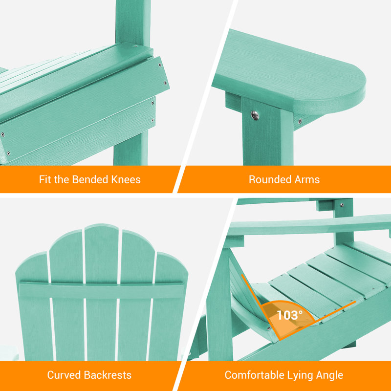 Venedy Plastic Adirondack Chair Weather Resistant Chair for Backyard Deck, Light Green