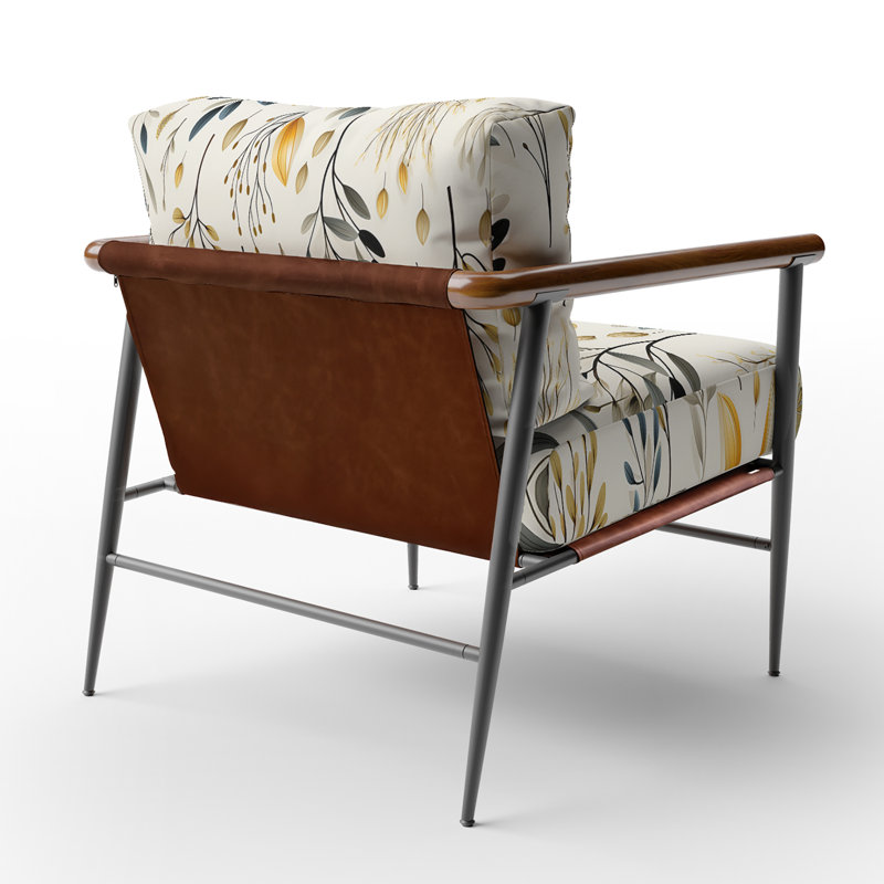 Minimalist Nature - Fauteuil rembourré scandinave, fauteuil d'appoint Botanical Plants, Noir
