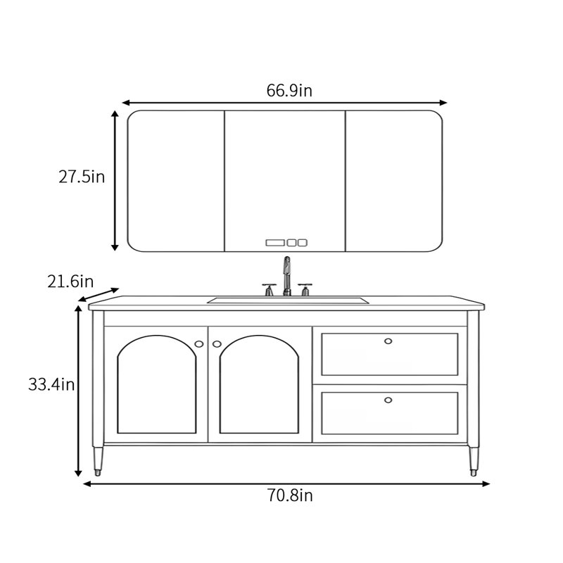 Armbruster, 33.4" H x 70.8" W x 21.6" D
