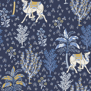 Papier peint adhésif camel bleu marine Courtyard