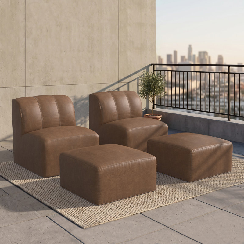 Ensemble de chaises longues d'extérieur avec repose-pieds Praia Ultraleather