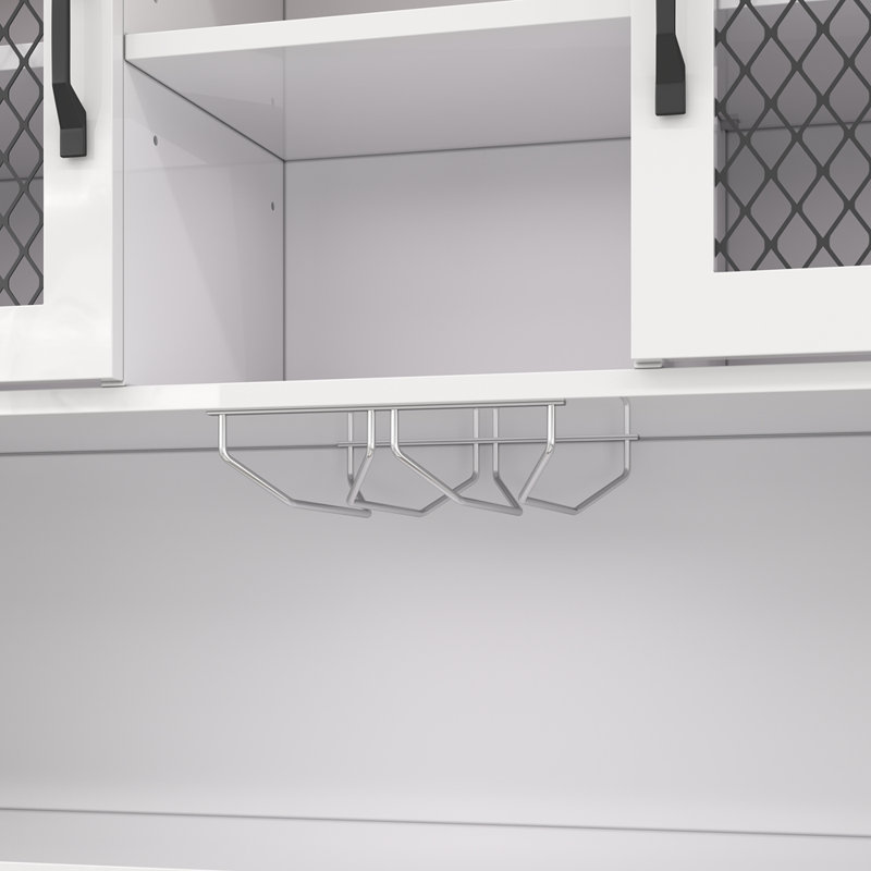 Armoire de rangement rustique avec portes à DEL, portes et tablettes de cuisine, blanc, Blanc