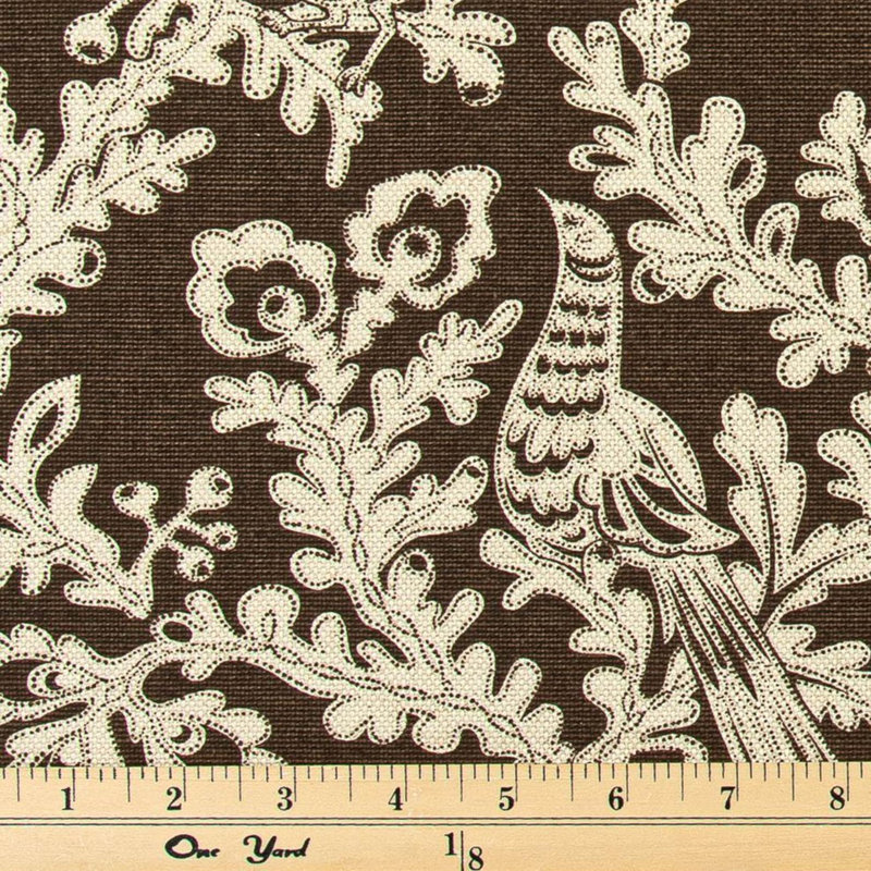 Rideaux à imprimé toile marron foncé, L 90 po x L 50 po