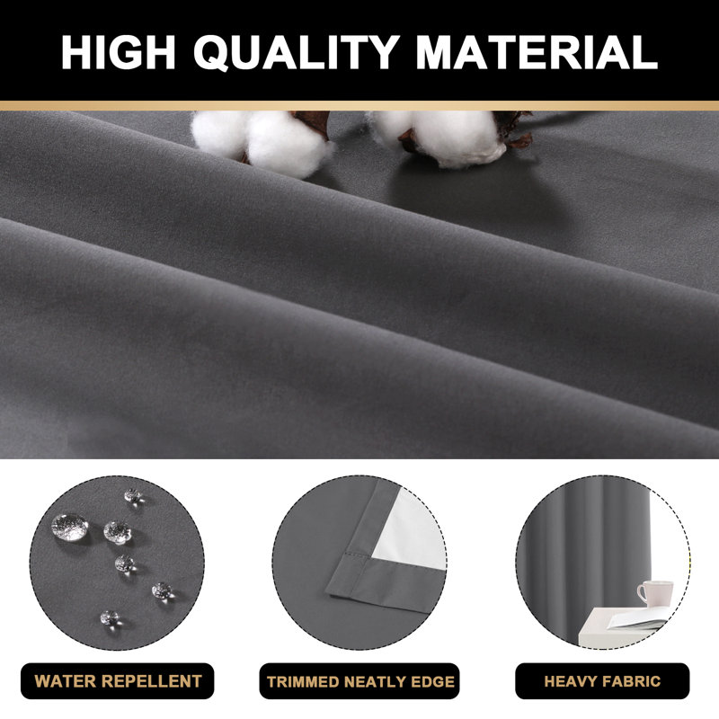 Gray Blackout Grommet Polyester Window Panel Set