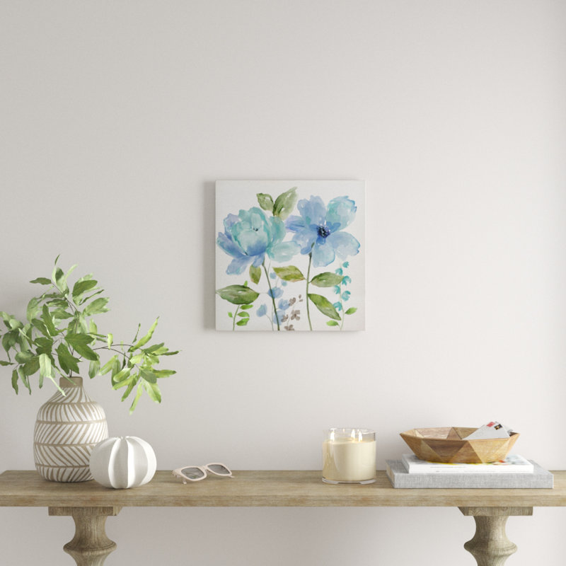 « jardin blues ii », peinture, H 24 po x l 24 po x P 1,5 po, Toile tendue