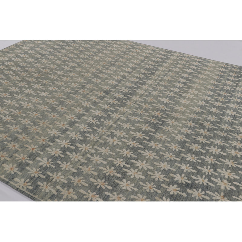 Block Print One-of-a-Kind 8'0X9'10 Hand Knotted Area Rug