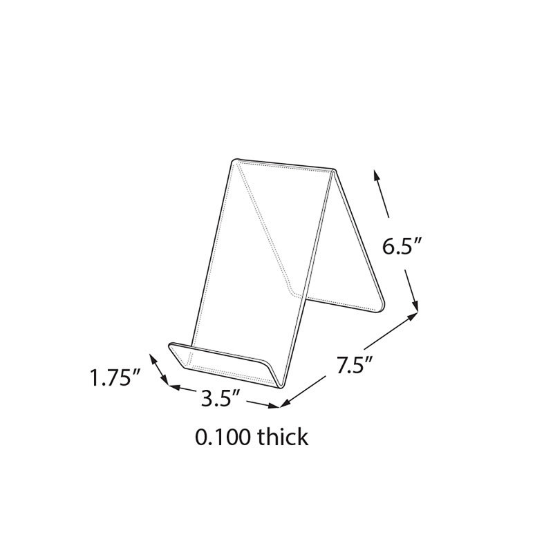 Présentoir l 3,5 po x P 7,5 po x H 6,5 po. Lèvre avant: H 1,75 po, paquet de 10