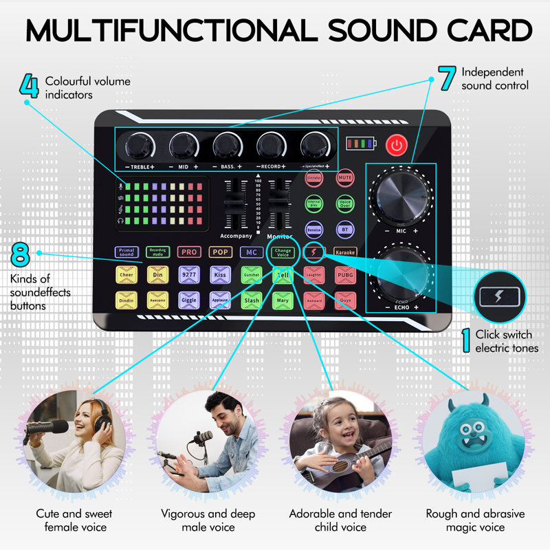 BAOKALER Home Studio Kit de mixage Podcast Music Mixer