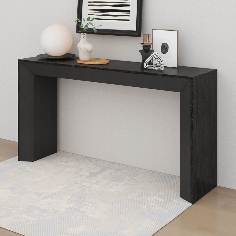 Grand Console Table,  Modern Solid Wood Sofa Table, Black