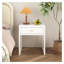 Table de chevet blanche moderne avec tiroir - Table de chevet minimaliste pour la chambre à coucher, petite table de chevet compacte avec assemblage facile