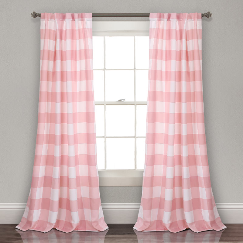 Kelly Checker Room Darkening Curtain Pair, Pink, 52" W x 84" L