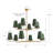 Abbiney 12-Light Dimmable Metal Tiered Chandelier with Linen Shades