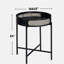 Table de bout ronde avec plateau ouvert et pieds en métal au fini noir