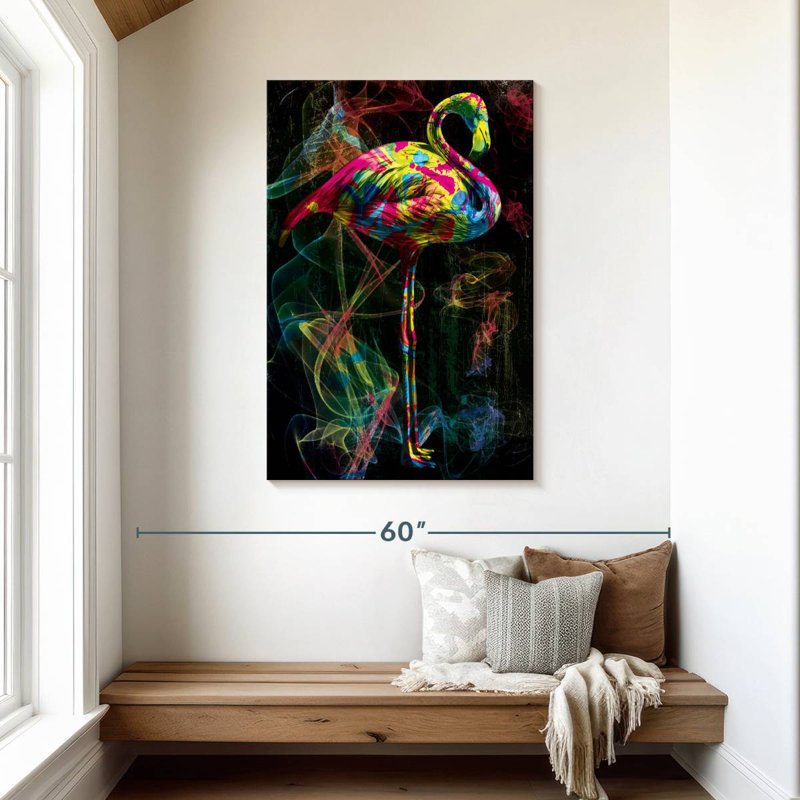 Flamant rose fumé, H 45 po x l 30 po