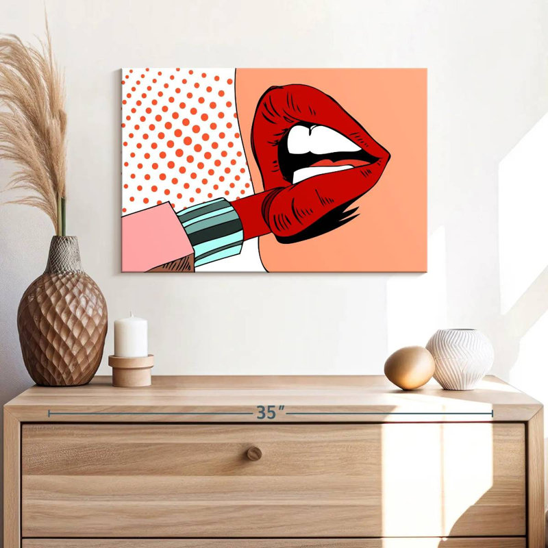 Shuttleworth Retro Pop Red Lips, 16" H x 24" W