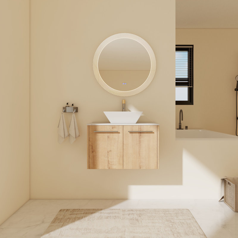 Ensemble de meuble-lavabo mural simple 29,53 po avec plateau en céramique Rutig