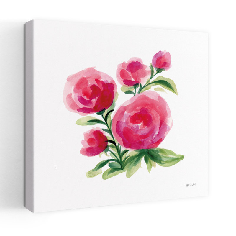 Art contemporain avec fleurs florales, H 32 po x l 32 po