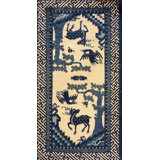 Antique Baotou Chinese Allover Beige, Blue 1920s Rug