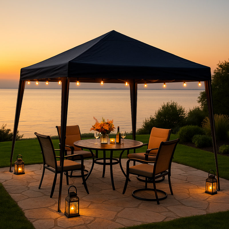 Odakotah Easy Up Outdoor Garden 3m Gazebo, Black