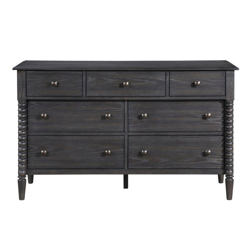 7-Drawer Dresser with Mirror, Traditional Classic Bedroom Storage Furniture