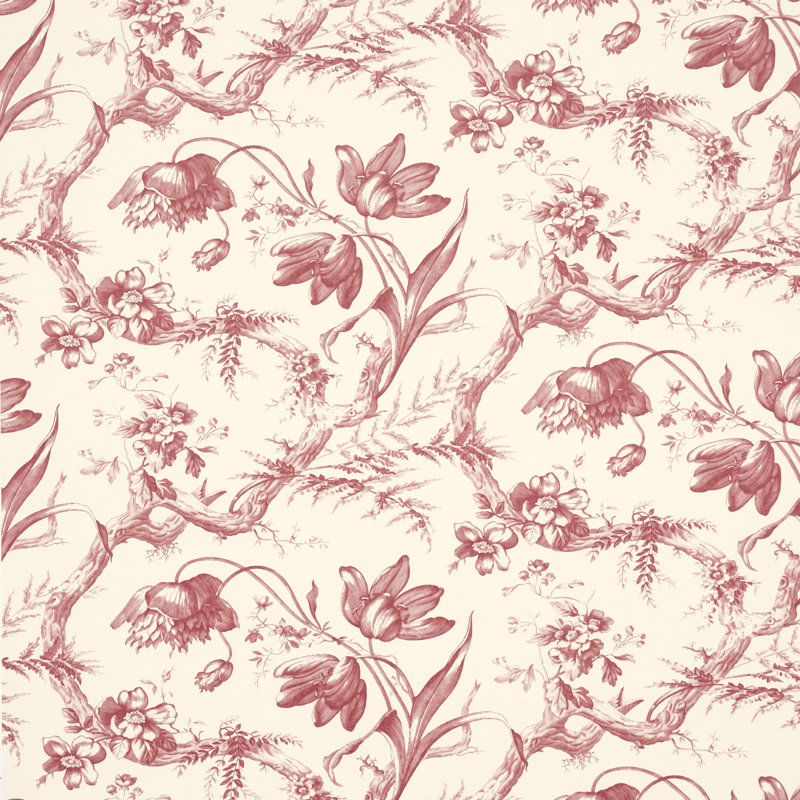 Toile De Fleurs Wallpaper, Rouge
