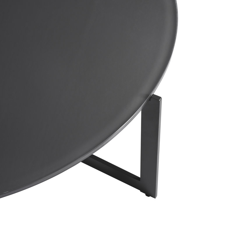 Arendt Modern Industrial Round Coffee Table With Tempered Glass Top
