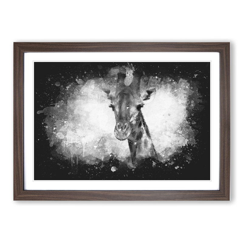 Giraffe Vol.3 - Picture Frame Painting, 27cm H x 36cm W x 2cm D, Walnut Framed