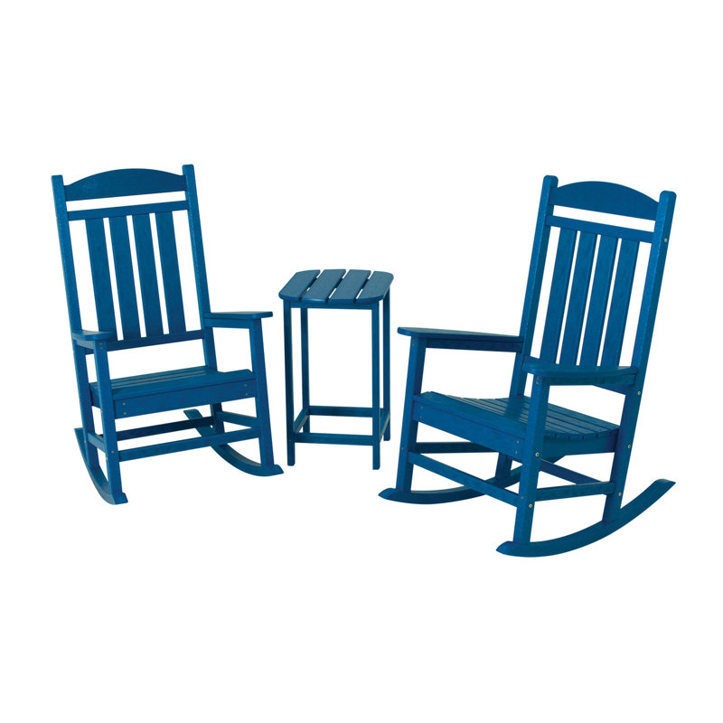 POLYWOOD Presidential Rocker 3-Piece Set, Pacific Blue