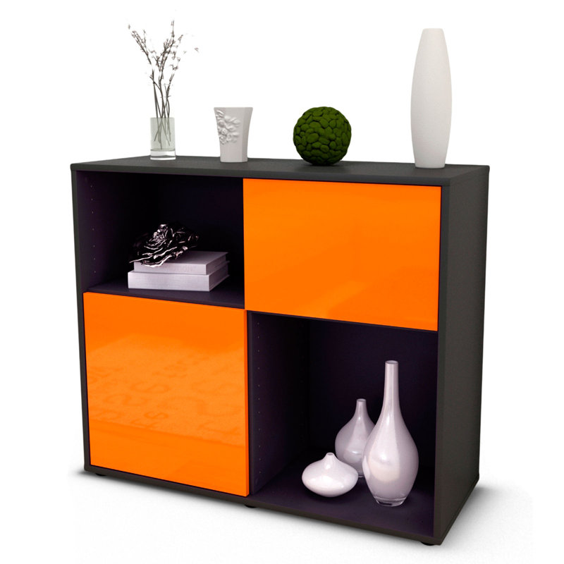 Ramsell 92cm Sideboard, Anthracite/High-gloss orange