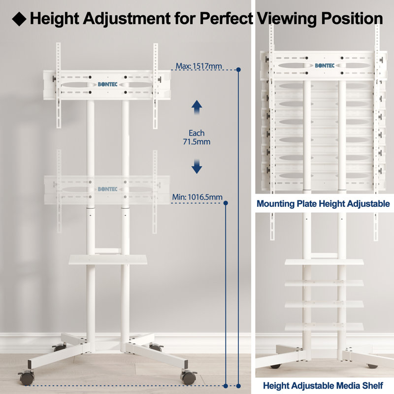 TV Stand For TVs Up To 85 Inch, White