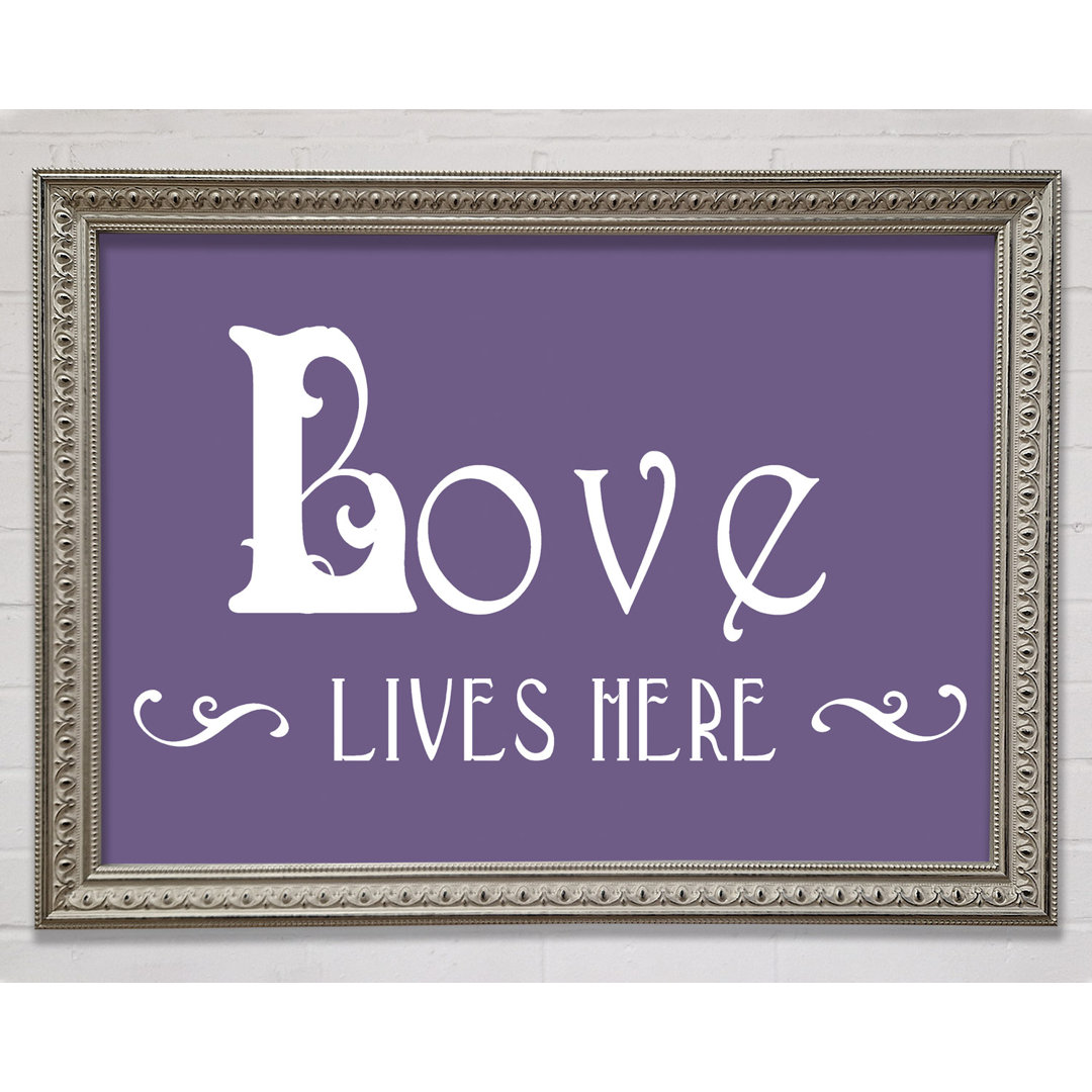 Vanleer Love Quote Love Lives Here Vines Beige Framed Print Wall Art