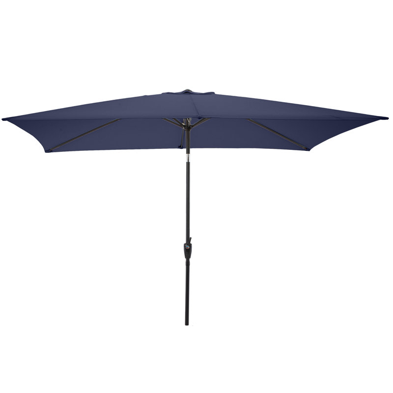 Parasol de patio rectangulaire - Parasol à manivelle 10 pi avec bouton-poussoir inclinable pour meubles d'extérieur, terrasse, jardin ou piscine par Pure Garden (Marine)