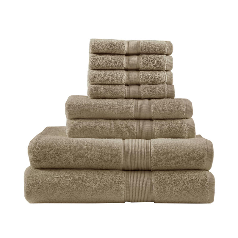 Ensemble de 6 serviettes de bain en coton 6 pièces, Taupe