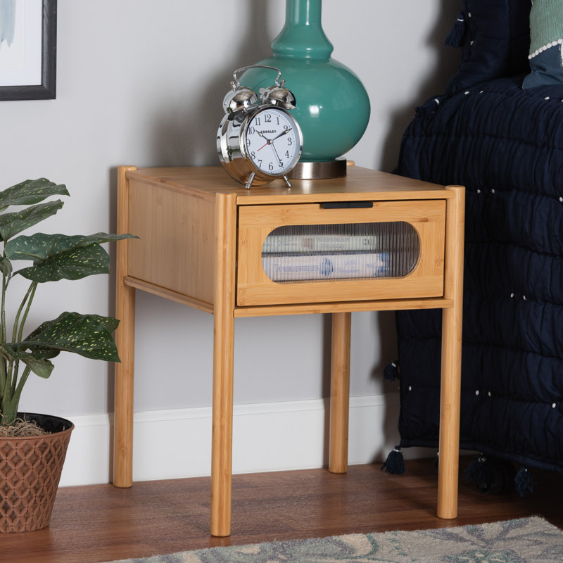 Solid Wood End Table with Storage