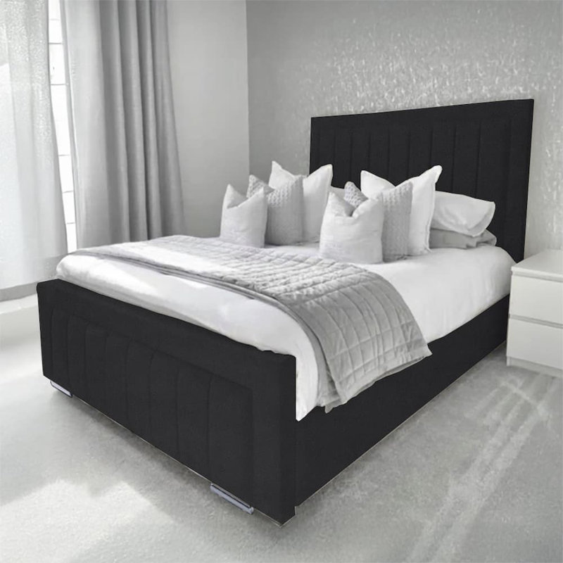 Abianna Upholstered Bed, Double (4'6), Black