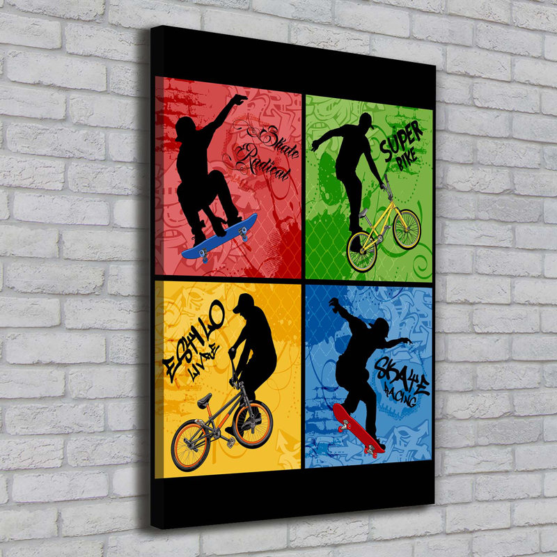 Bike And Skateboard - Wrapped Canvas Print