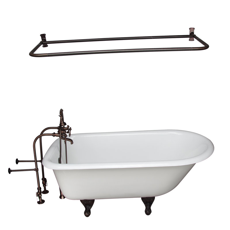 67'' x 30'' Freestanding Soaking Cast Iron Bathtub with Faucet, Oil Rubbed Bronzed