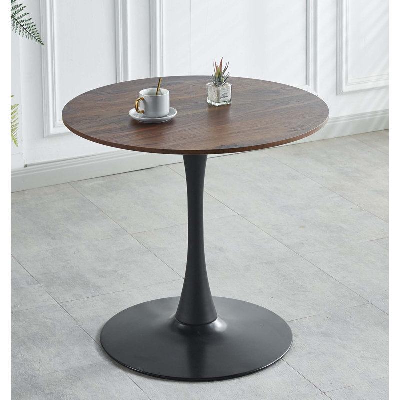 Table de salle à manger 31,5 "de style Mid-Century pour 2 à 4 personnes avec plateau rond en panneau de fibres à densité moyenne, table de salle à manger à piédestal et table basse de loisirs