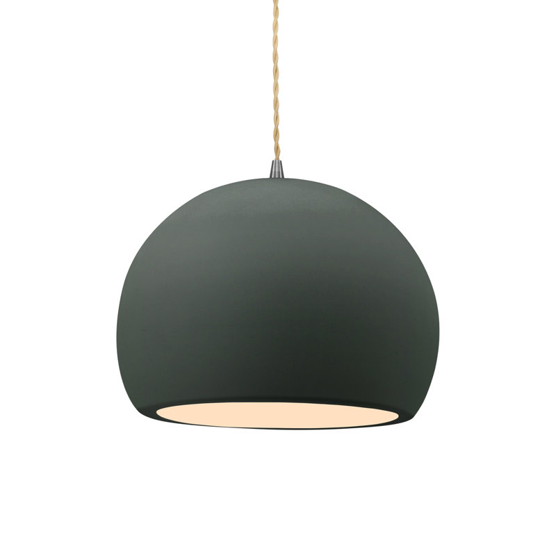 Aschwin 1 - Light Single Drop Pendant, 9.25" H x 12.25" W x 12.25" D, Pewter Green, Matte Black