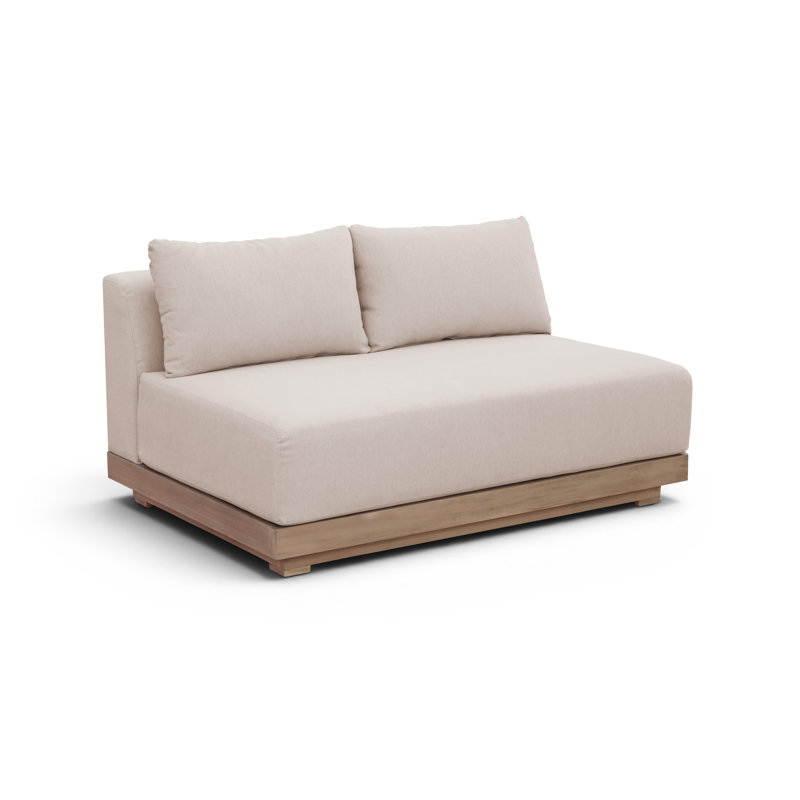 Aulden 55" Beige Olefin Performance Fabric Outdoor Patio Modular Loveseat, Beige