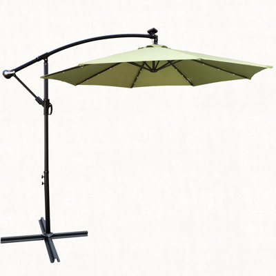 Parasol de terrasse 10 pieds à énergie solaire avec éclairage à DEL 8 lumières