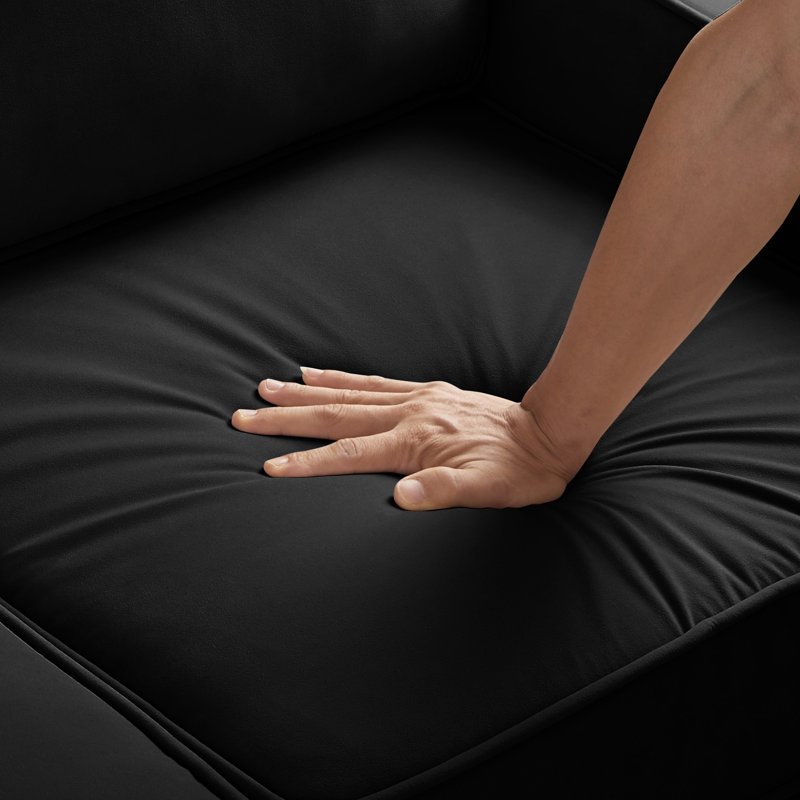 Canapé Vallen, Velours noir,  H 34,25 po x l 74 po x P 29 po, 3