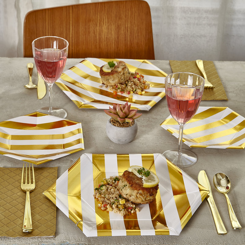 Assiette à dîner jetable papier poids lourd, Or