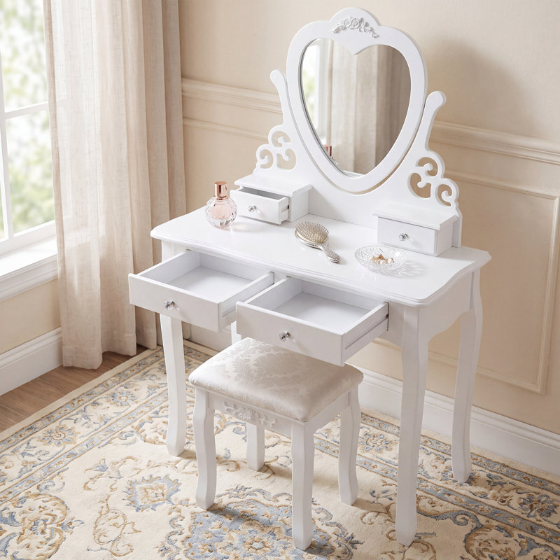 Brenda Dressing Table with Mirror, White