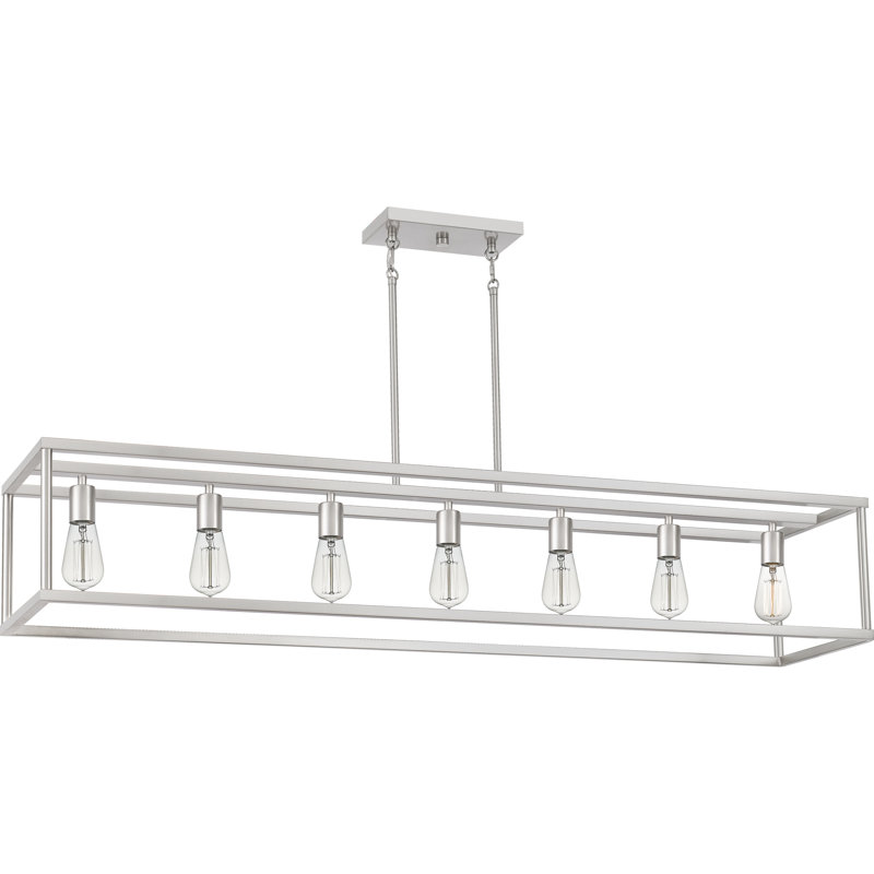 Luminaire suspendu linéaire à 7 lumières pour îlot de cuisine New Harbor, Nickel brossé