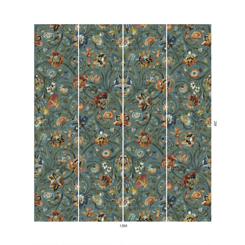 Gaia 9.84" L x 70.87" W Wallpaper Roll, Prussian Blue