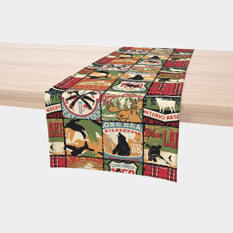 Table Runner, 100% Cotton, 16X72", Great Outdoors Patchwork, 72" L x 16" W